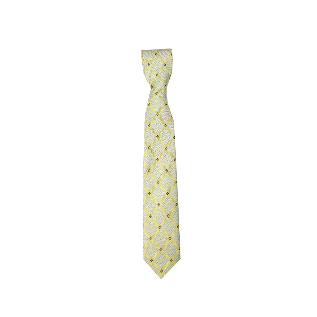 Boys Plaid Checkered Tie Cream and Gold