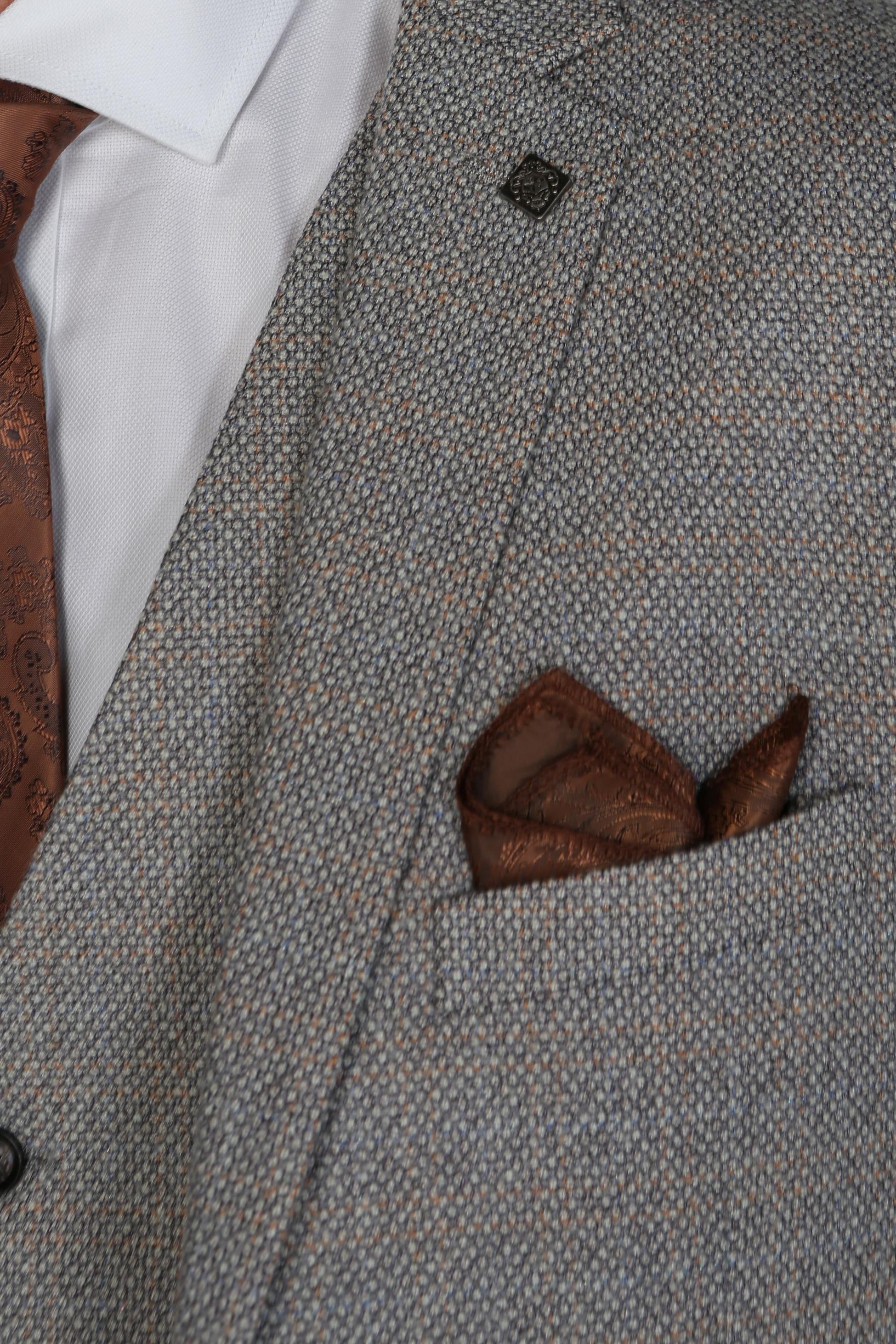 Men's Tweed-Like Tailored Fit Formal Suit - RALPH - Cream