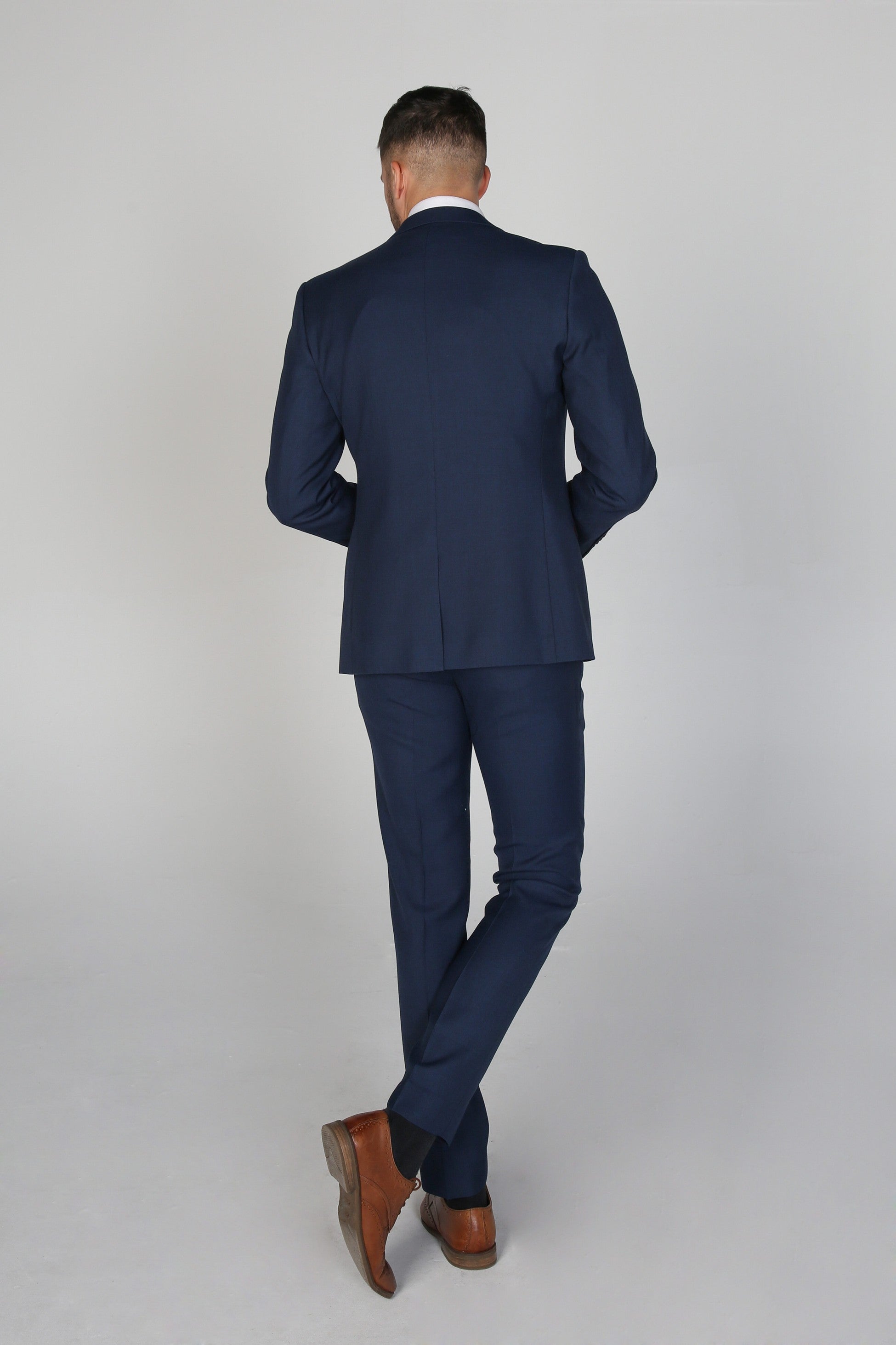 Men's Tailored Fit Formal Suit Jacket - CHARLES - Navy Blue