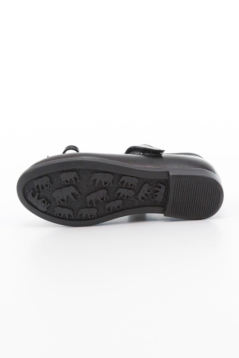 Girls Mary Jane Flat Dress Shoes - ANNA - Mat Black