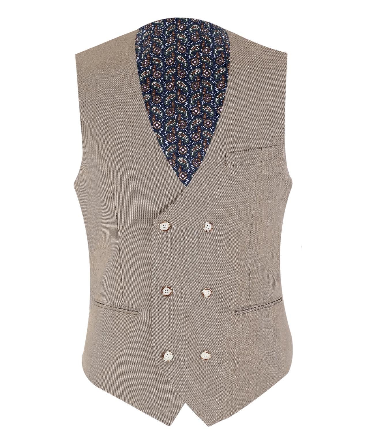 Men's Tailored Fit 3 Piece Suit Classic Special Occasion - JAMES - Taupe Beige