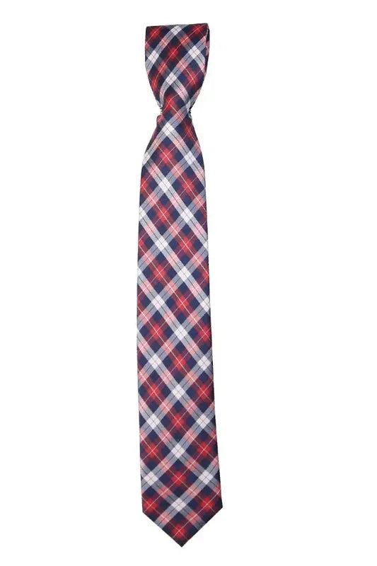 Boys Plaid Checkered Tie  Red and Navy