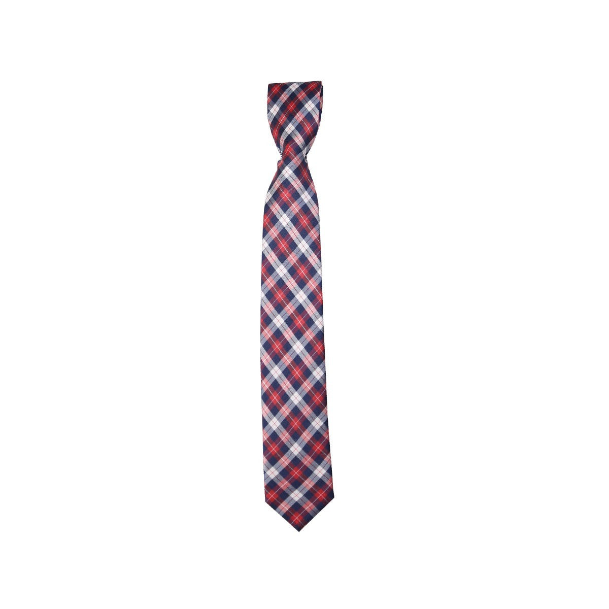 Boys Plaid Checkered Tie & Hankie Set Red and Navy