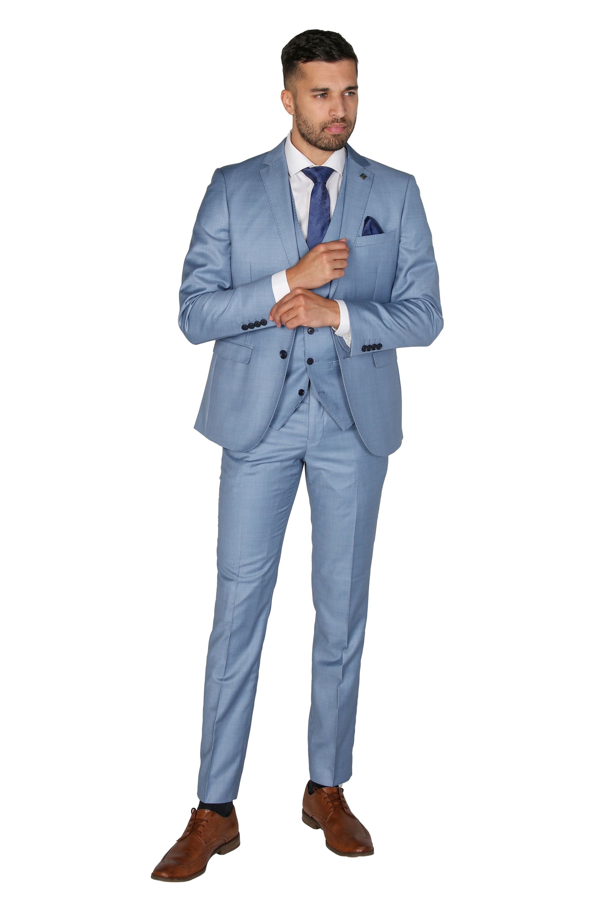 Men's Tailored Fit Formal Trousers - CHARLES - Blue