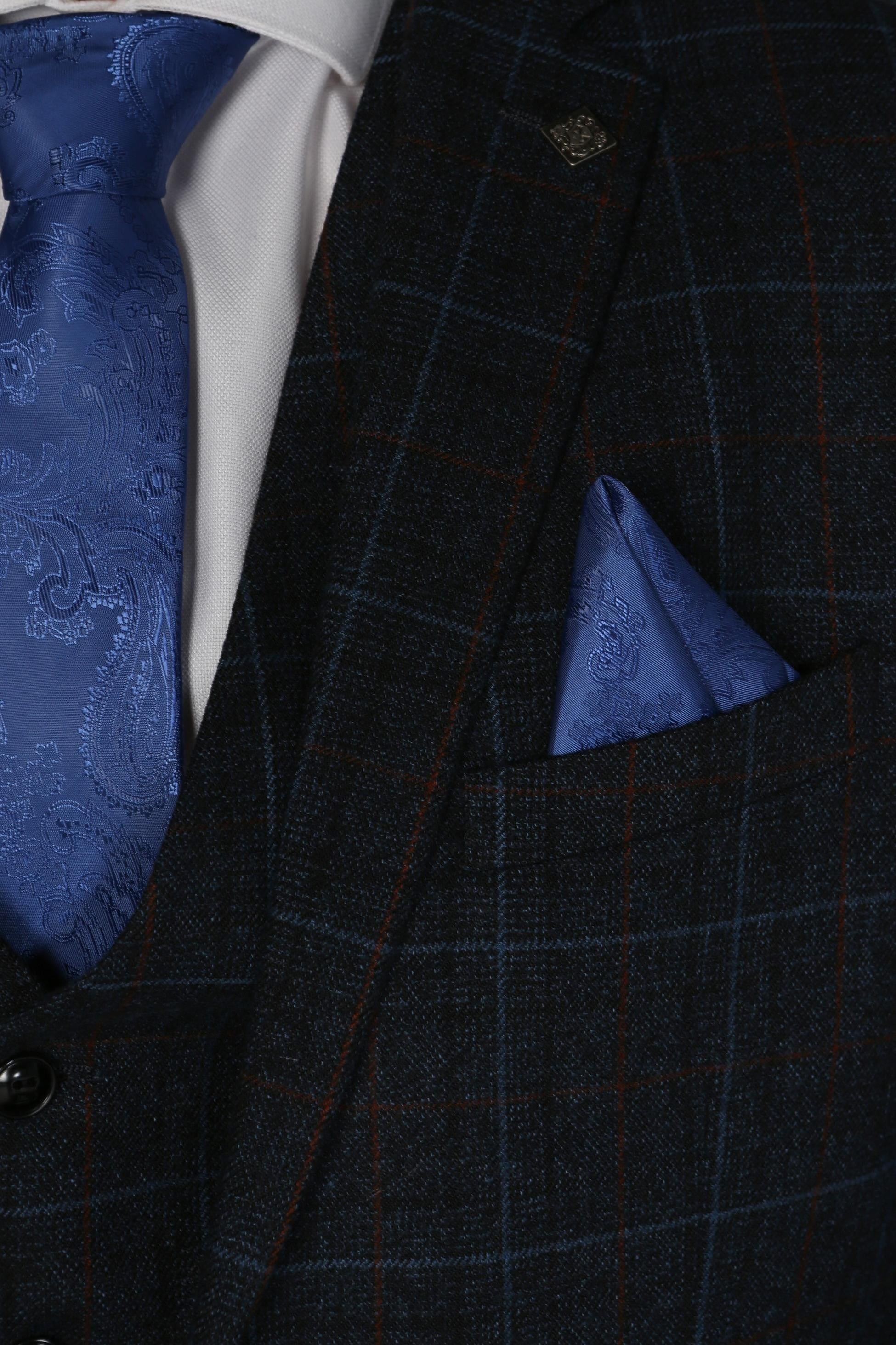Men's Windowpane Tailored Fit Suit- HARVEY - Navy Blue