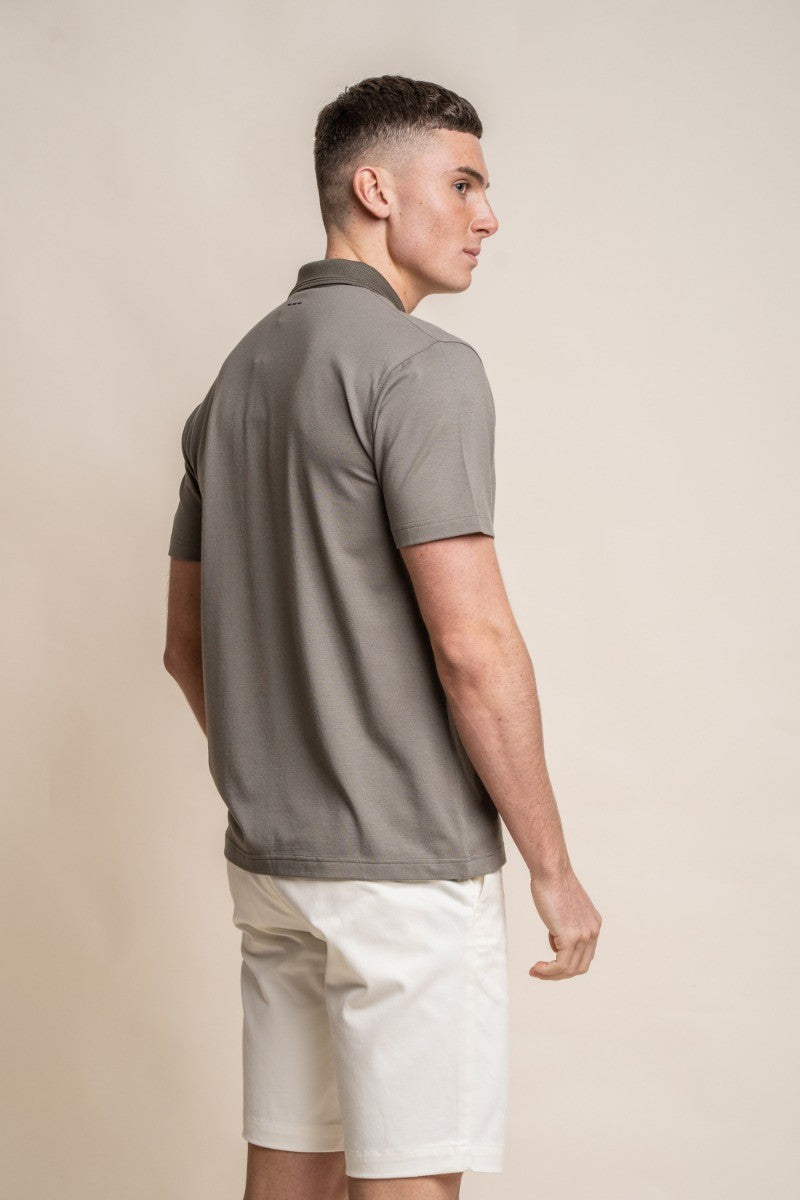 Men's Slim Fit Cotton Short Sleeve Polo Shirt - Kelsey - Sage Green