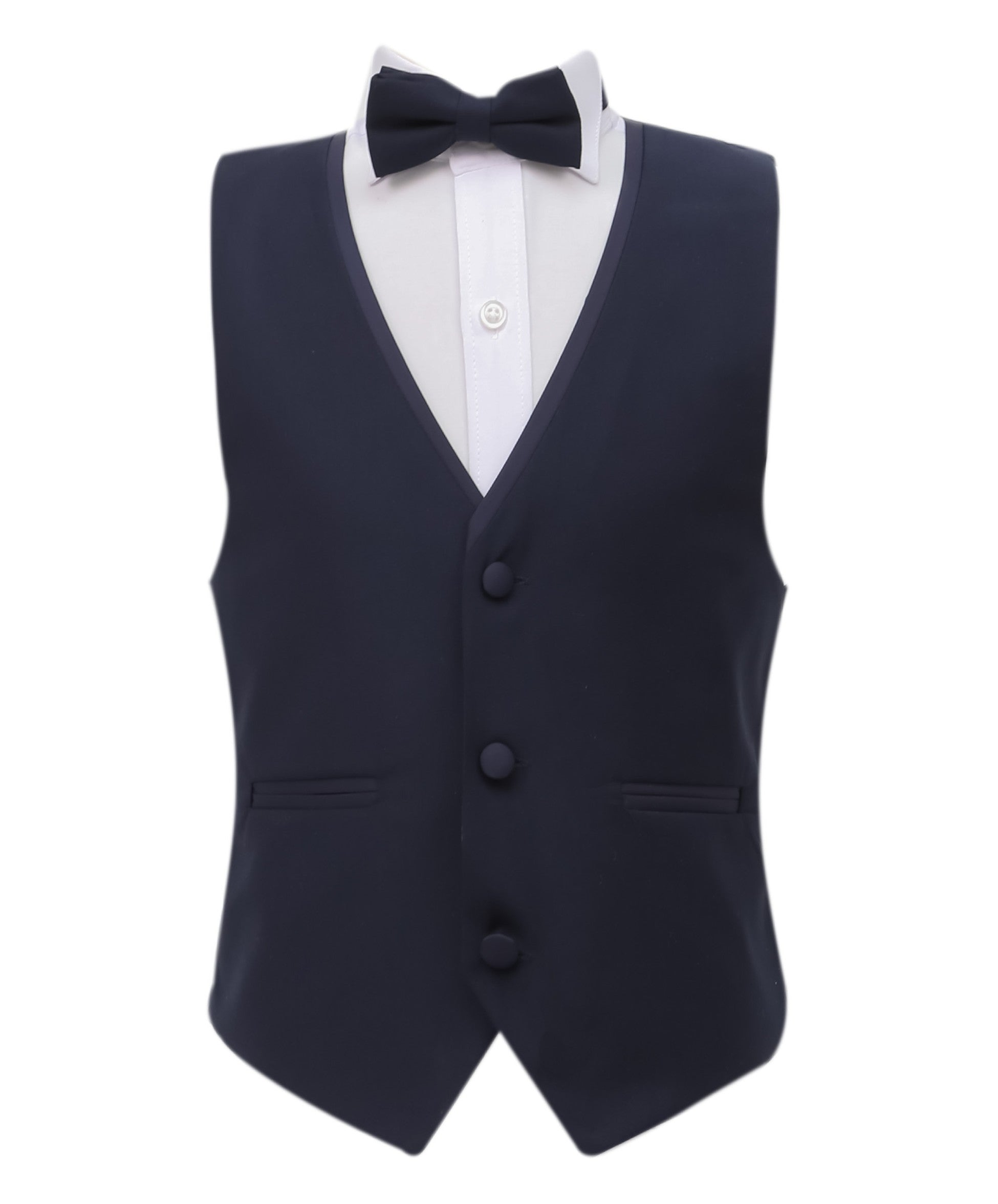 Boys Slim Fit Piping Tuxedo Dinner Suit Set - Navy Blue