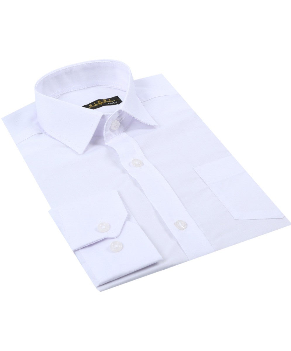 Boys Cotton Classic Collar Long Sleeve Shirt - White