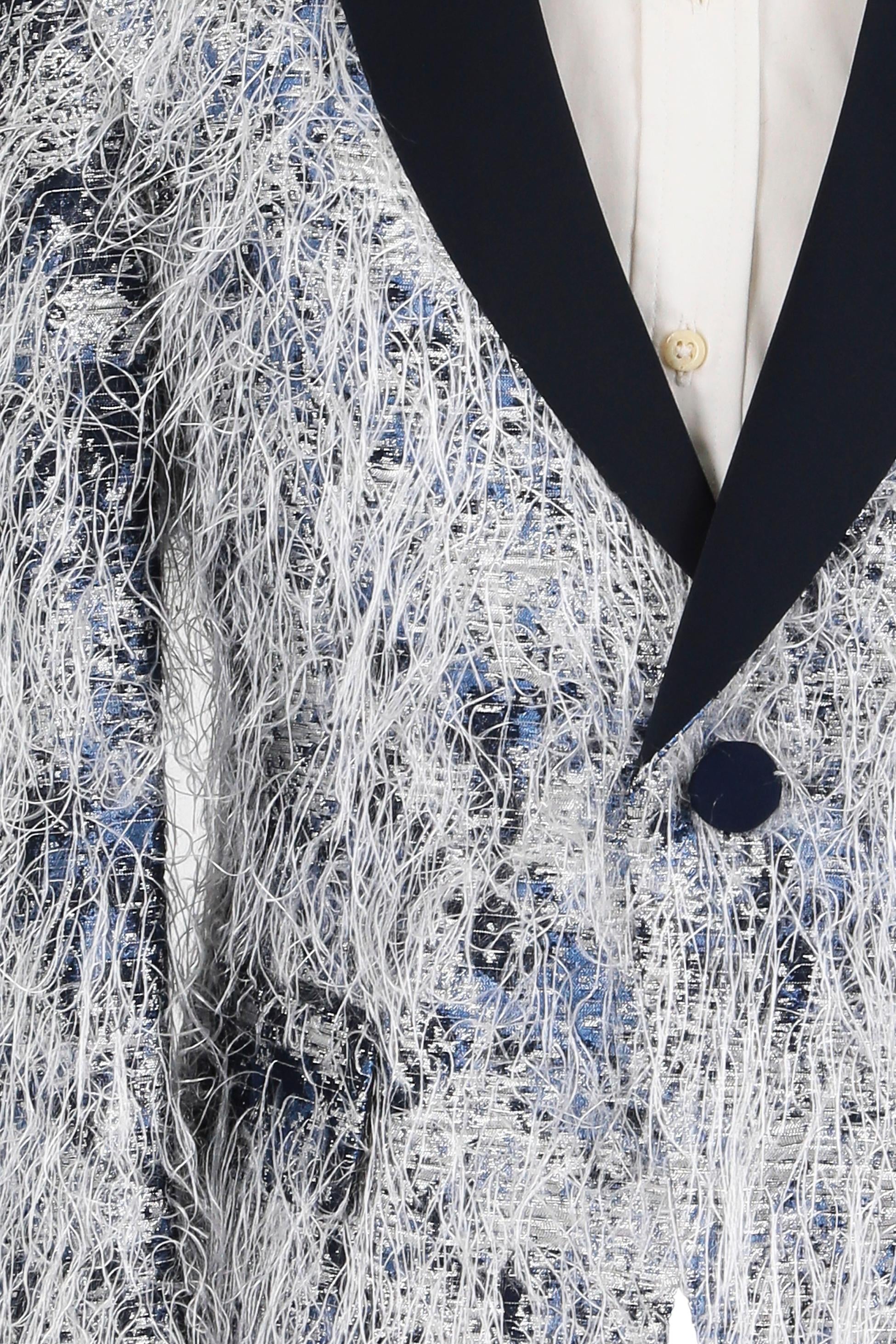 Boys Feathers Pattern Tuxedo Suit - Navy Blue