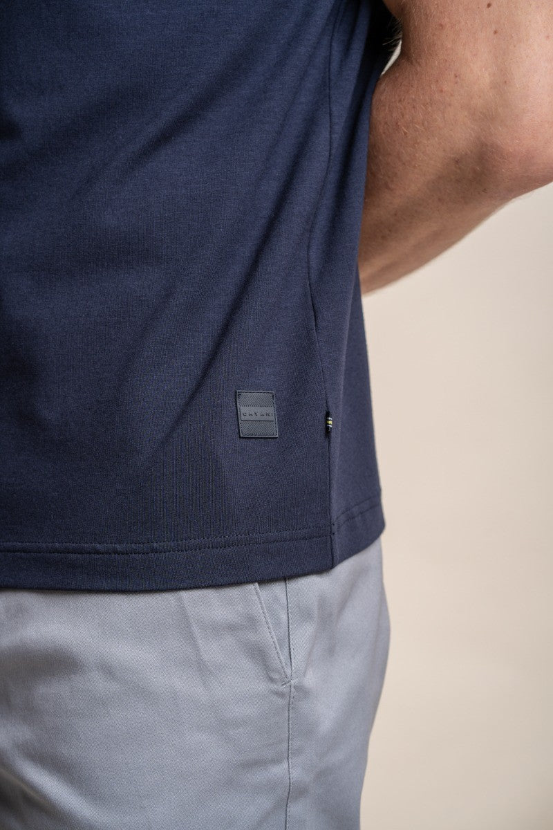 Men's Slim Fit Cotton Short Sleeve Polo Shirt - Kelsey - Navy Blue