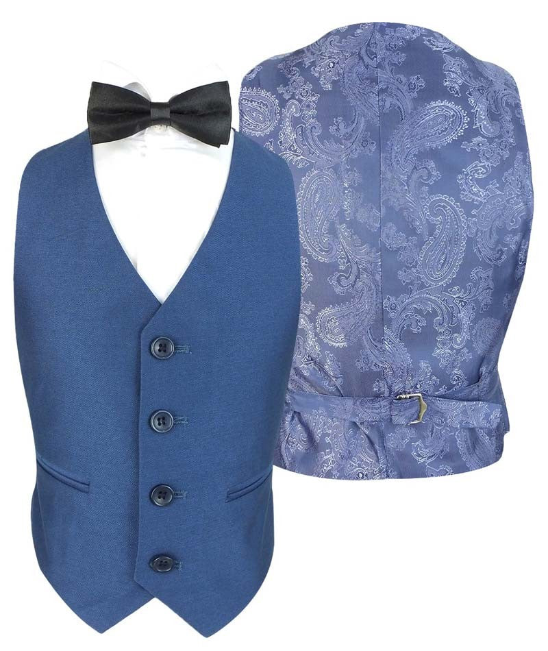 Boys Slim Fit Piping Tuxedo Dinner Suit - Tonic Blue