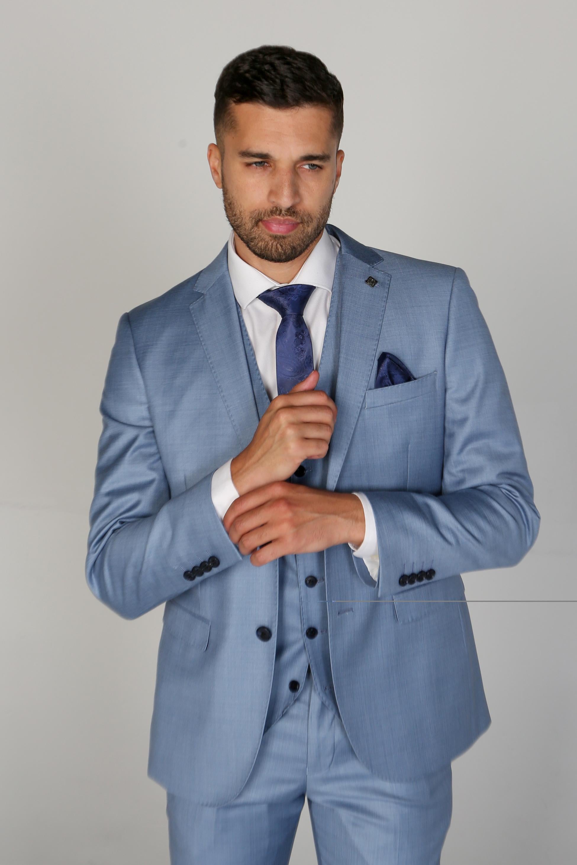 Men's Tailored Fit Formal Suit Jacket - CHARLES - Blue