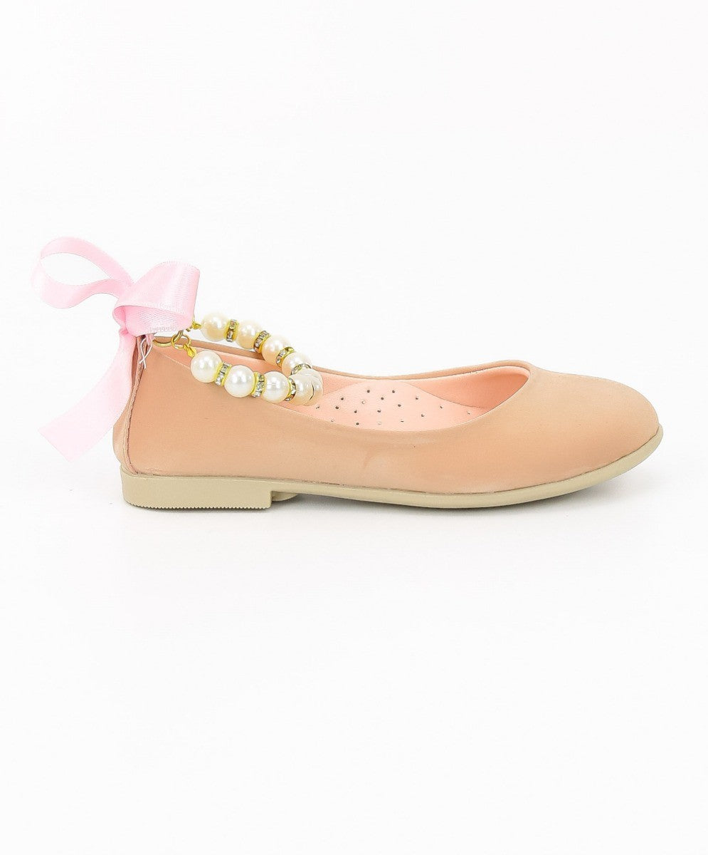 Girls Pearls Flat Mary Jane Shoes - ISABEL - Pink