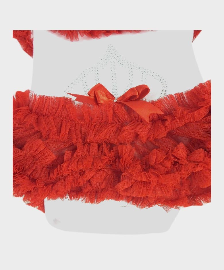 Baby Girl Tulle Cotton Tutu Bodysuit - Red