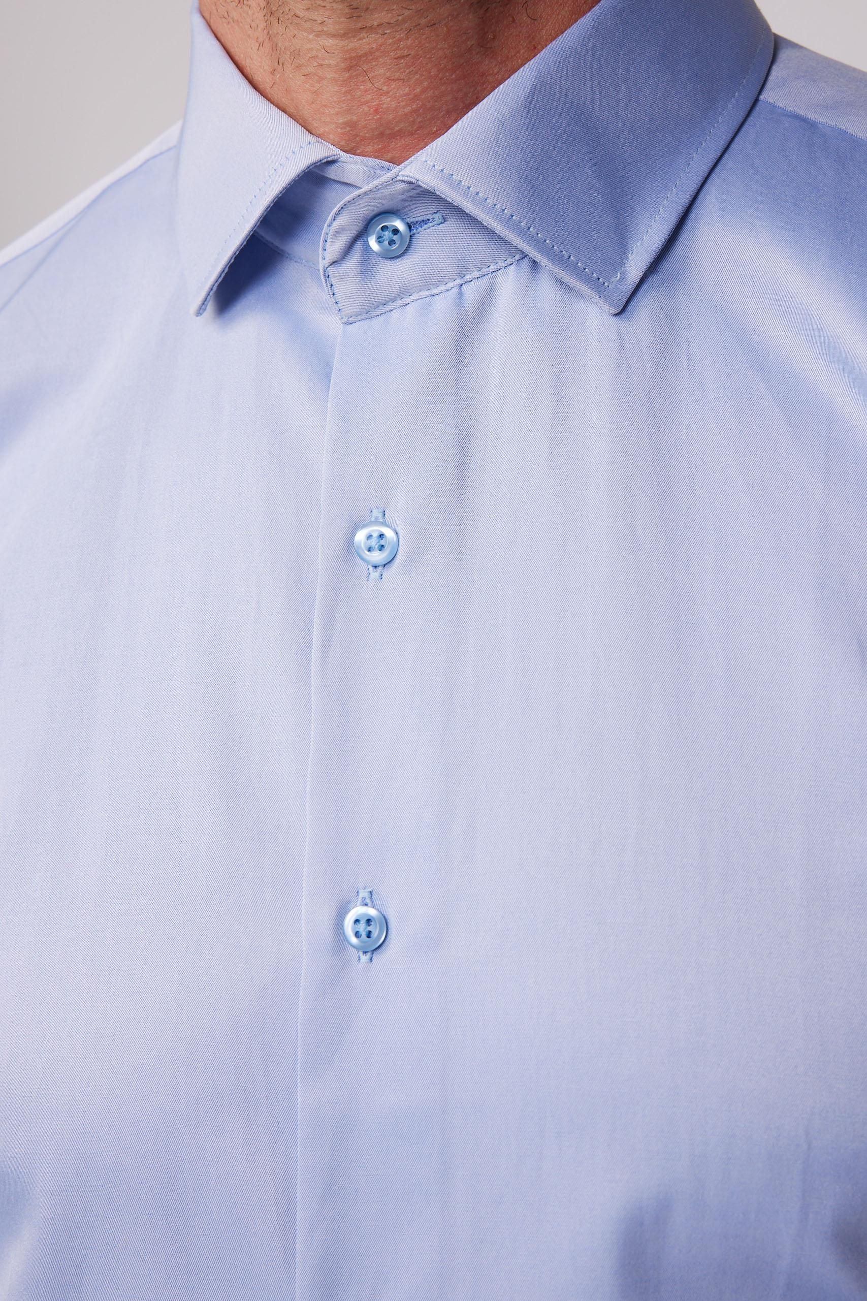 Men's Slim Fit Button-Down Cotton Blend Dress Shirt - Dimi Dotti - Indigo Blue