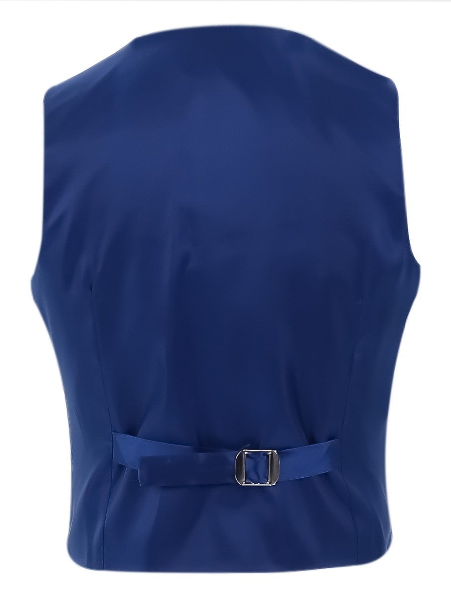 Boys Slim Fit Windowpane Check Suit - Blue