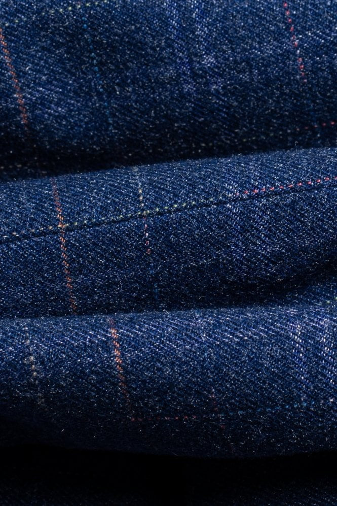 Men's Tweed Check Navy Slim Fit Waistcoat - KAISER - Navy Blue