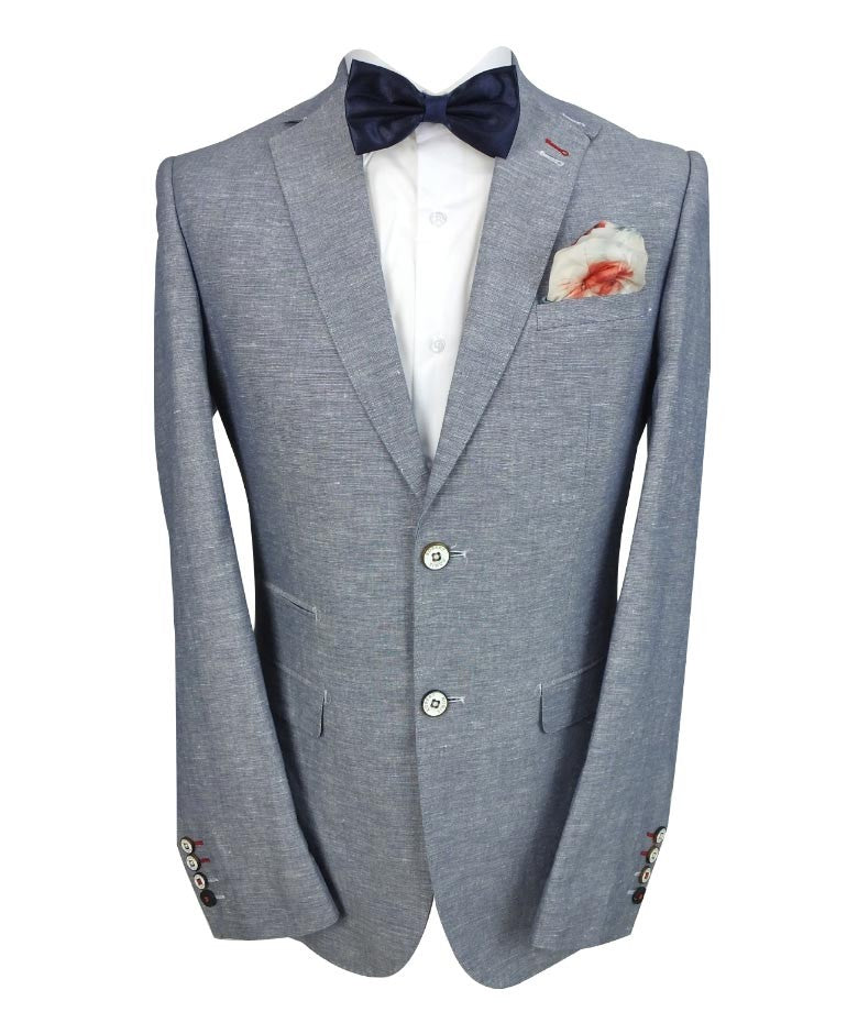 Men's Slim Fit Linen Suit - ETHAN Style - Pale Blue