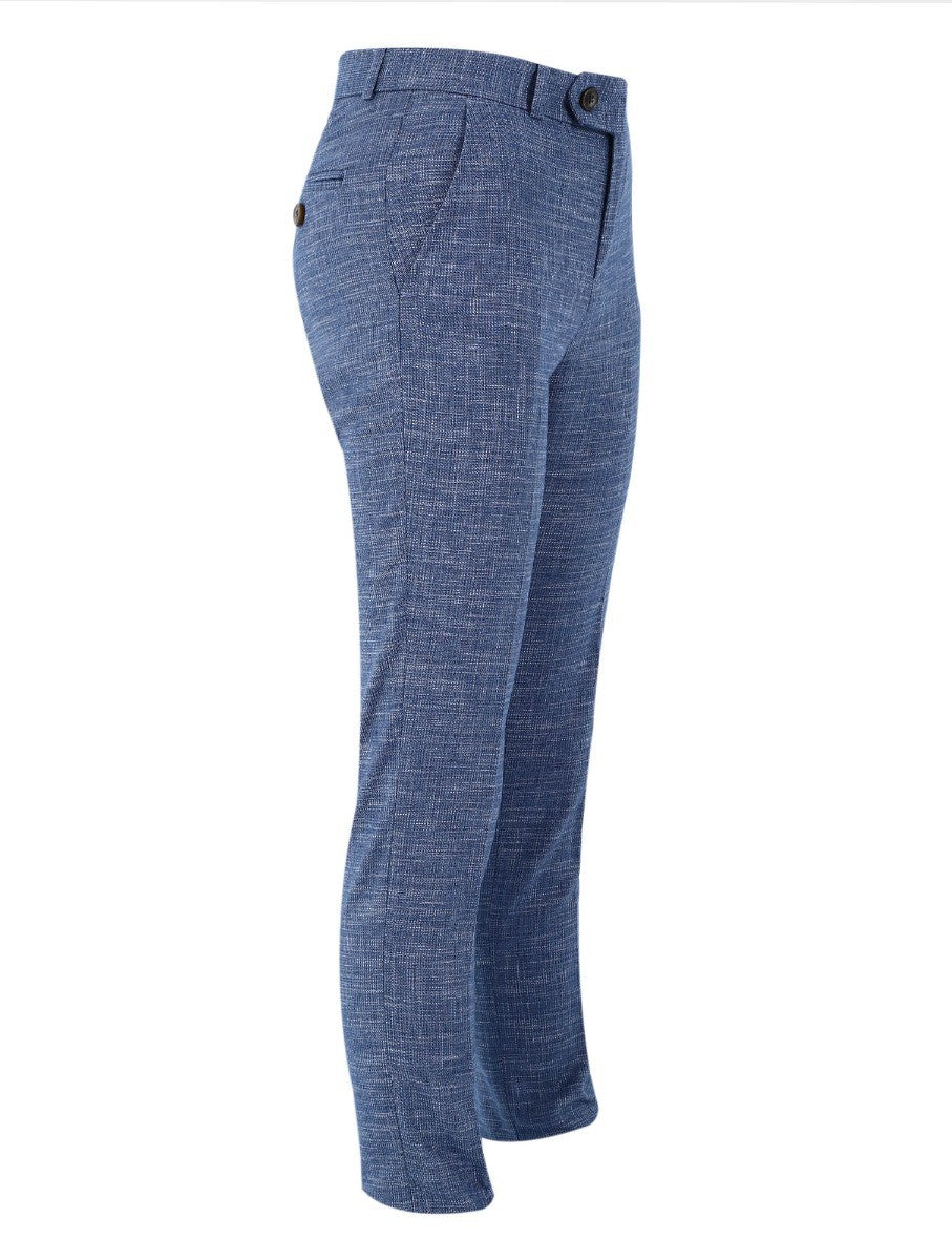 Boys Slim Fit Windowpane Check Suit - Blue