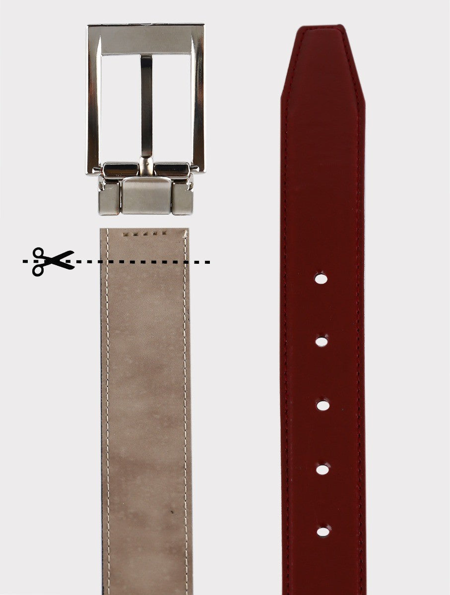 Boys Leather Belt - Shiny - Burgundy
