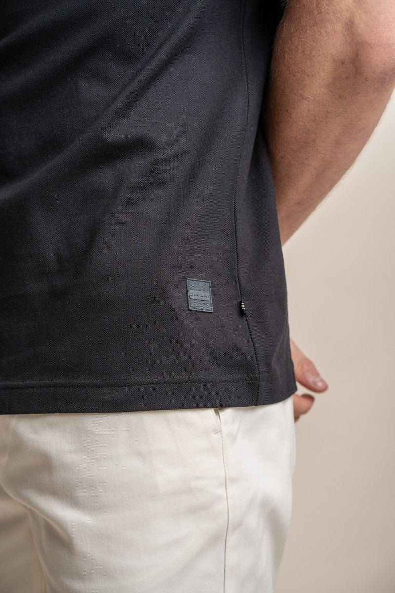 Men's Slim Fit Cotton Polo Shirt- FINLAY - Black
