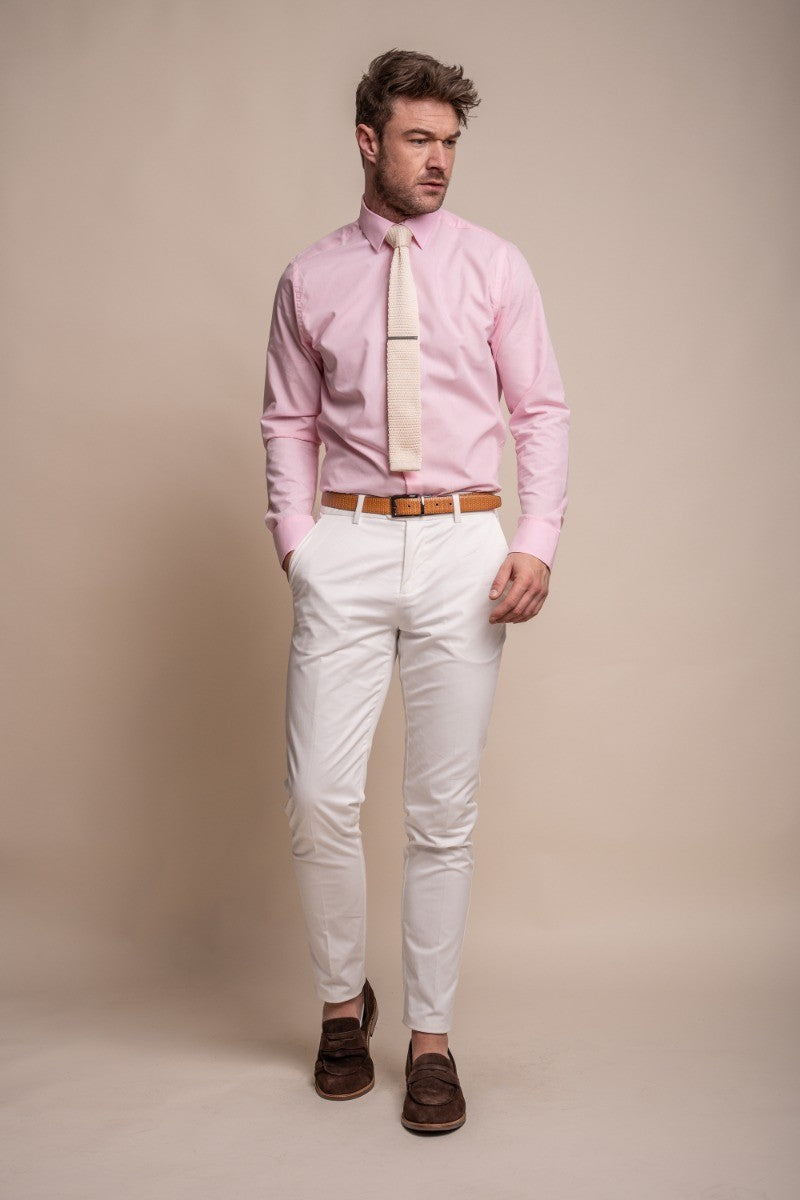 Men's Cotton Slim Fit Formal Suit - MARIO - Ecru