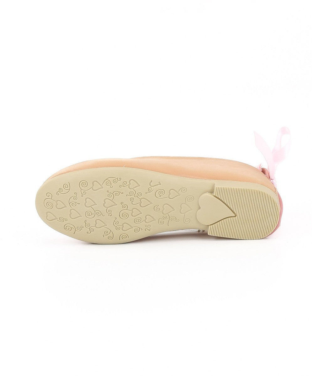 Girls Pearls Flat Mary Jane Shoes - ISABEL - Pink