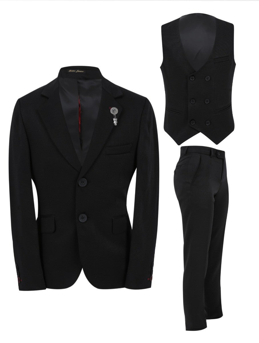 Boys Slim Fit Formal Suit - Black