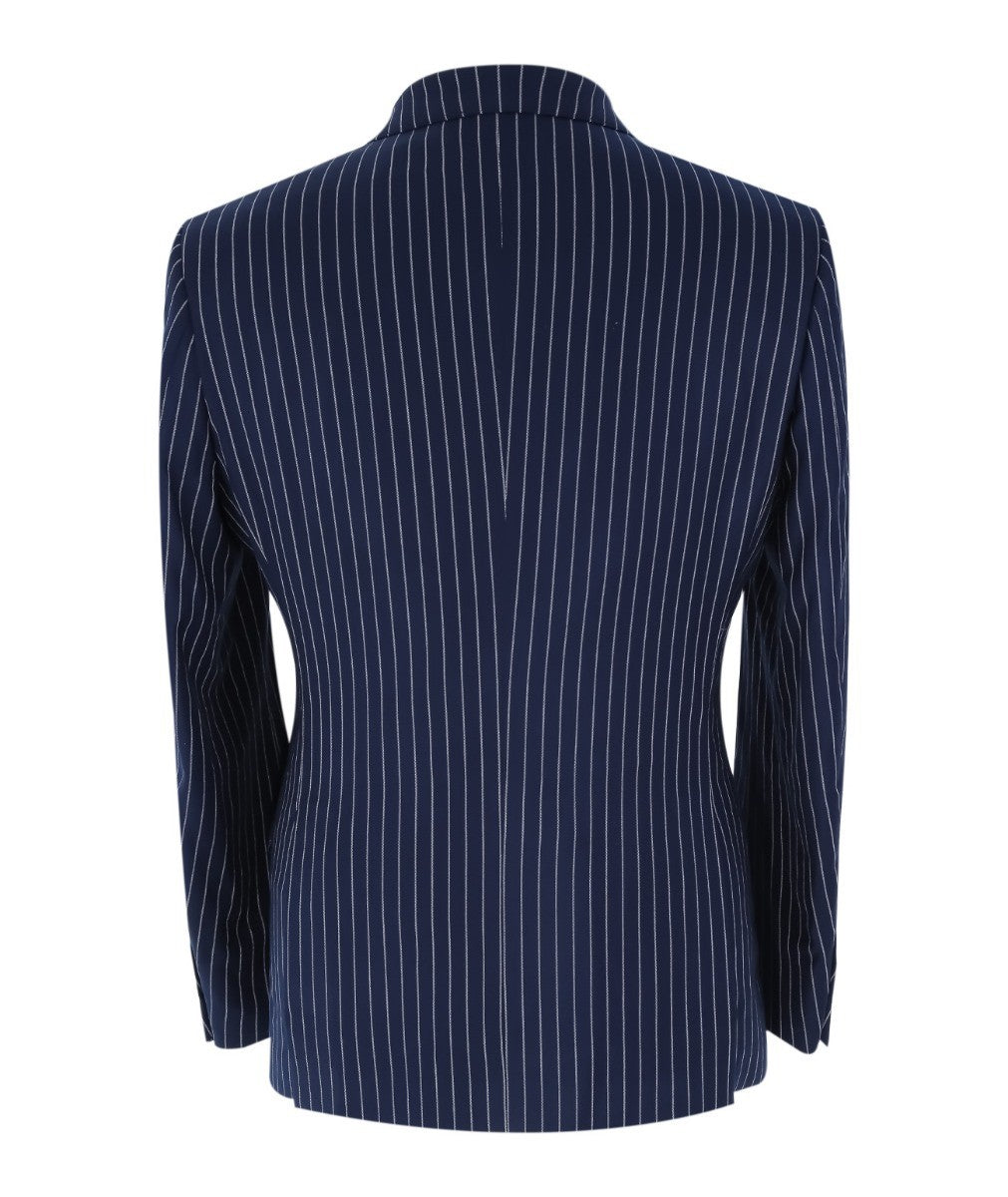 Men's Tailored Fit Pinstripe Suit - MASON - Navy Blue
