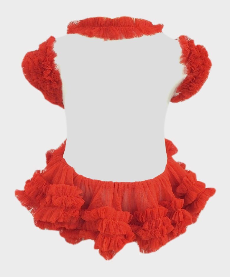 Baby Girl Tulle Cotton Tutu Bodysuit - Red