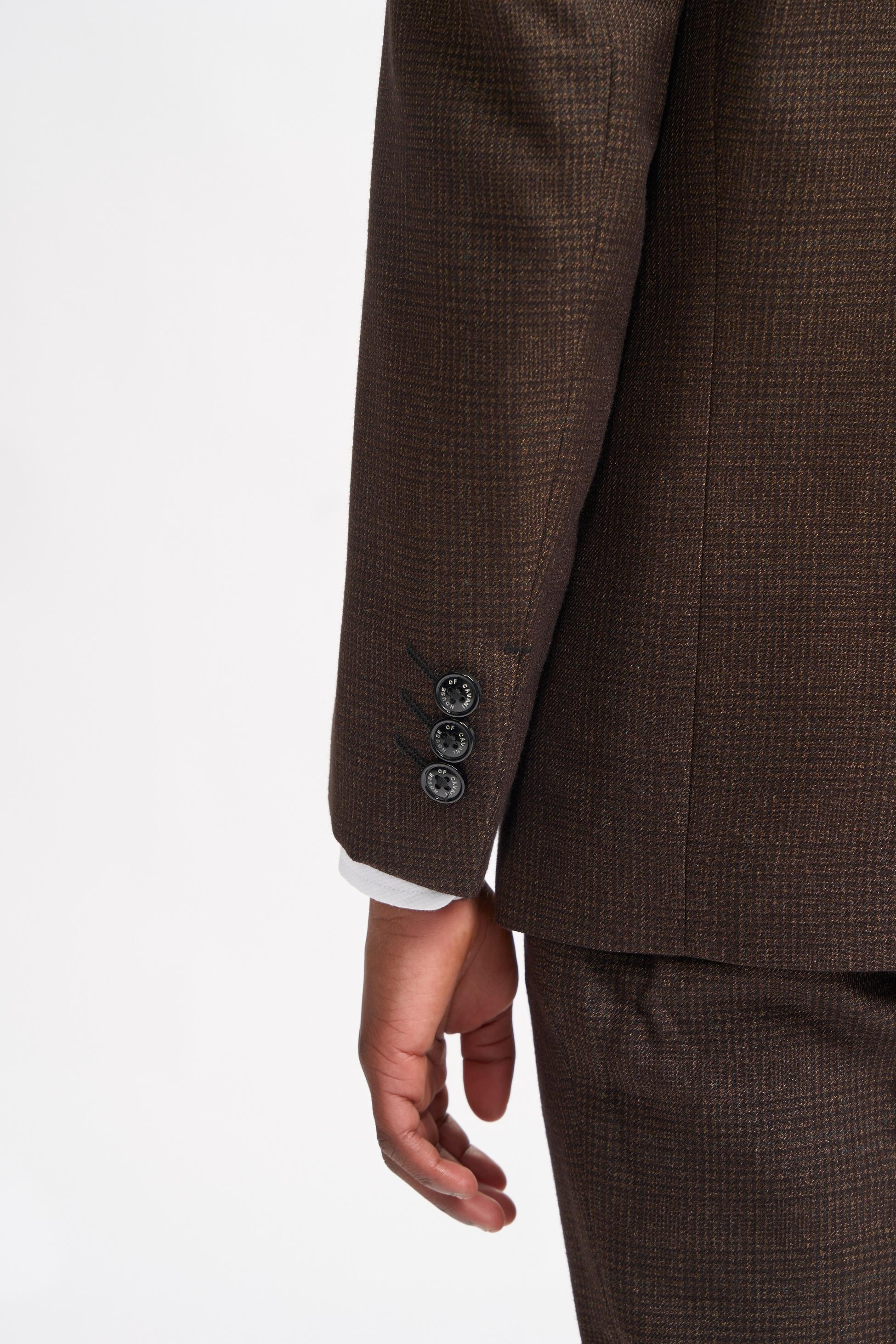 Boys Slim Fit Tweed Check Suit - CARIDI - Brown