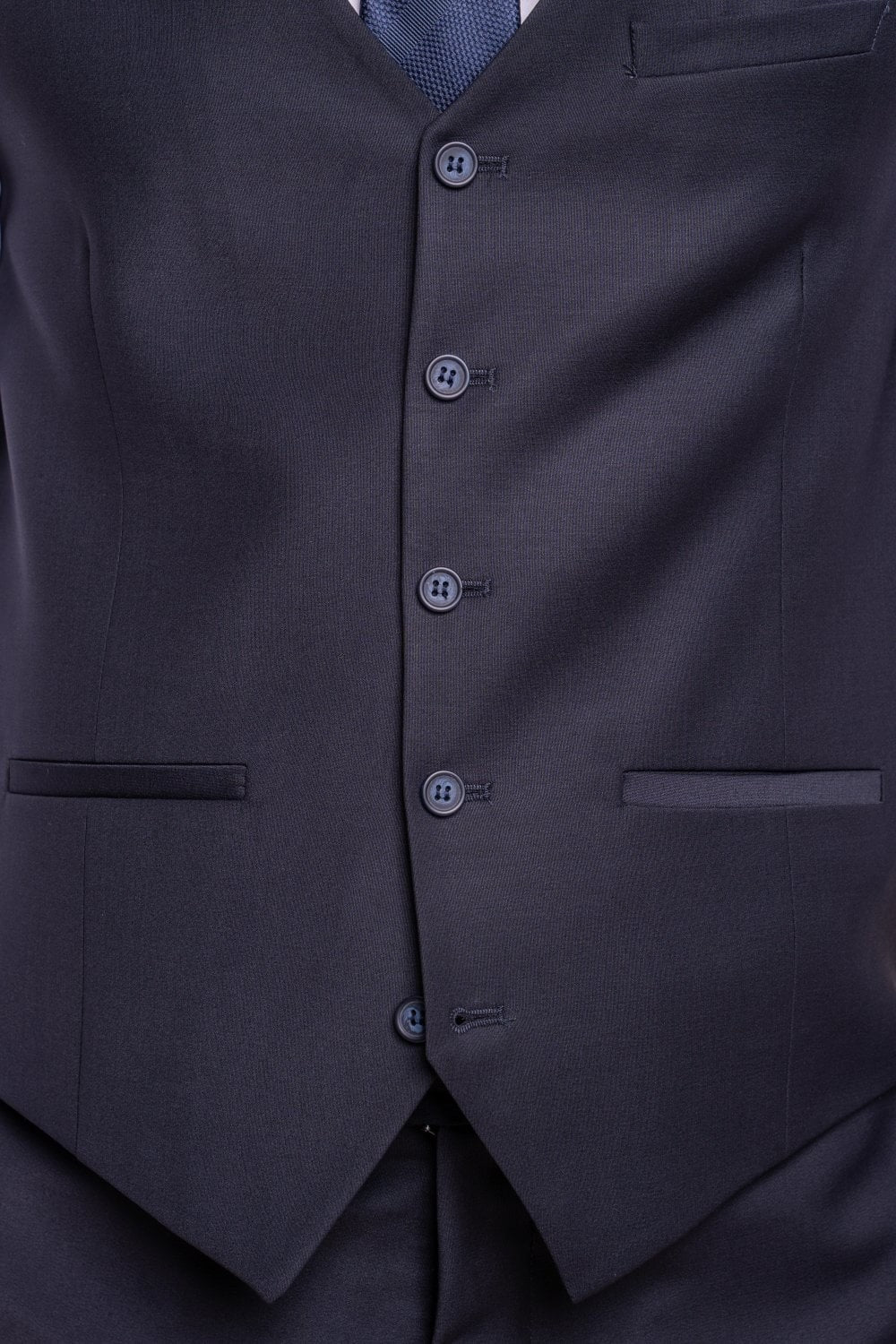 Men's Wool Blend Slim Fit Waistcoat - BOND - Midnight Blue