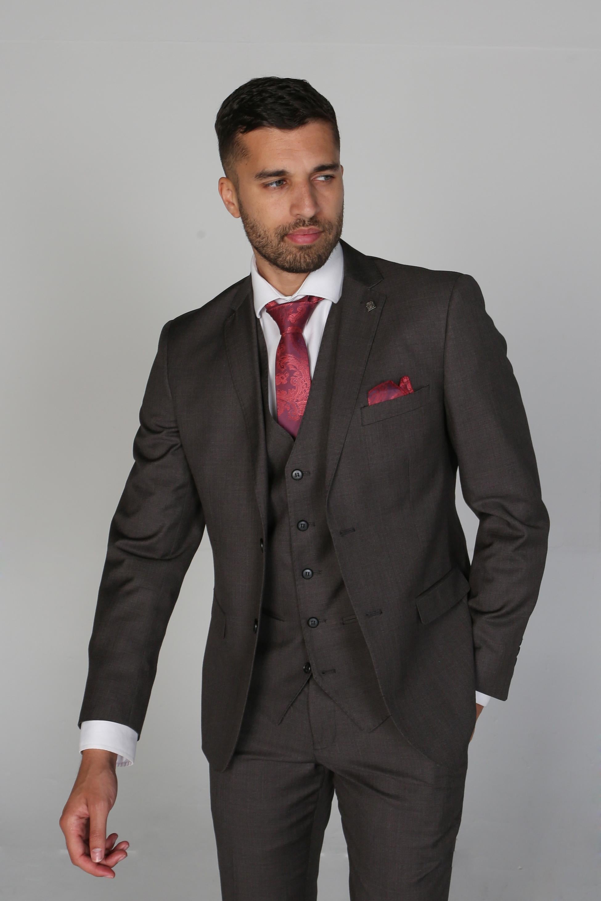 Men's Tailored Fit Formal Suit - CHARLES - Charcoal Grey