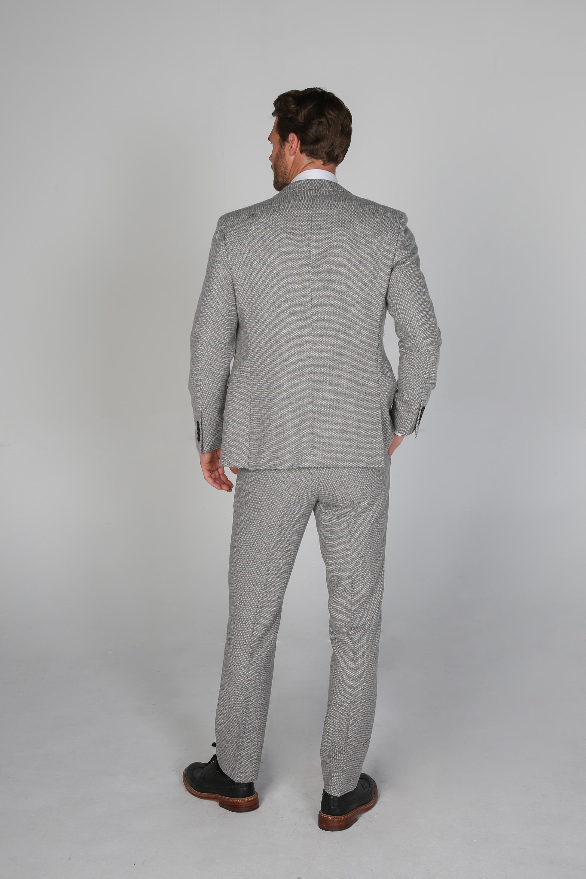 Men's Tweed-Like Tailored Fit Formal Suit - RALPH - Cream