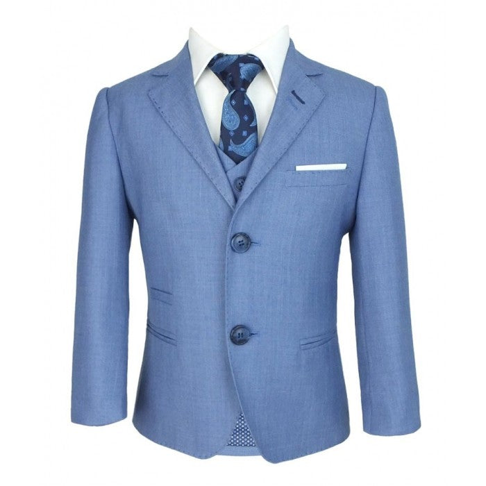 Boys Slim Fit Formal Suit - Blue Jay