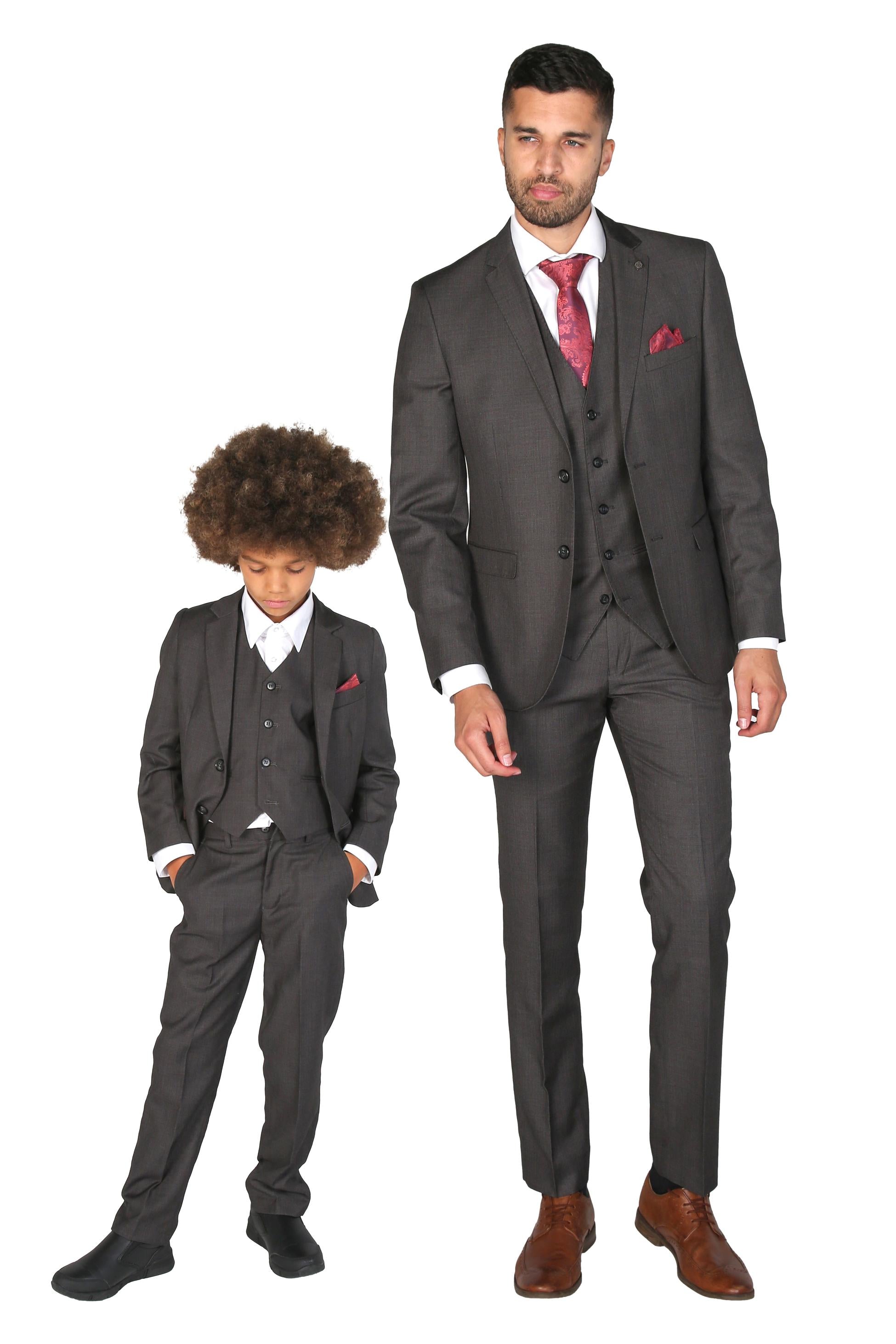 Men's Tailored Fit Formal Suit - CHARLES - Charcoal Grey