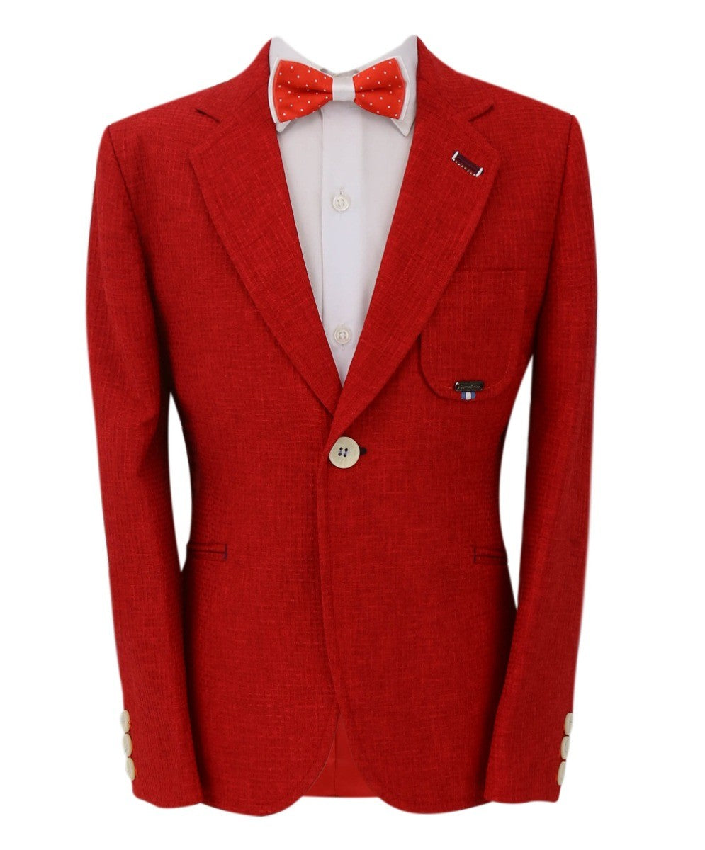 Costume Blazer Slim En Coton à Carreaux Pour Garçon - 10