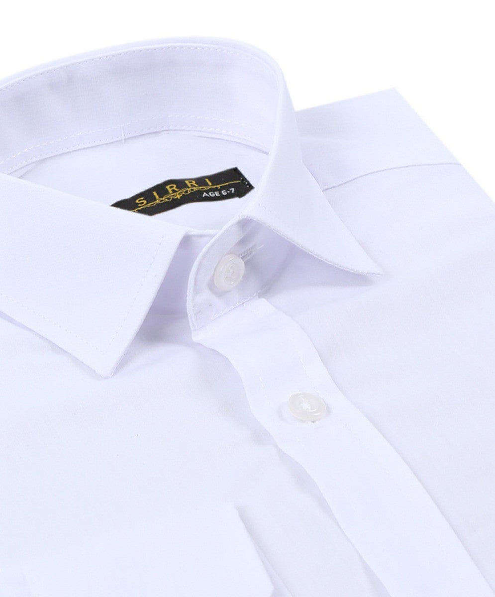 Boys Cotton Classic Collar Long Sleeve Shirt - White