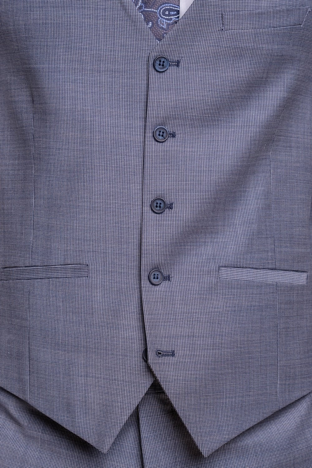 Men's Wool Blend Slim Fit Waistcoat - BOND - Puppytooth Grey