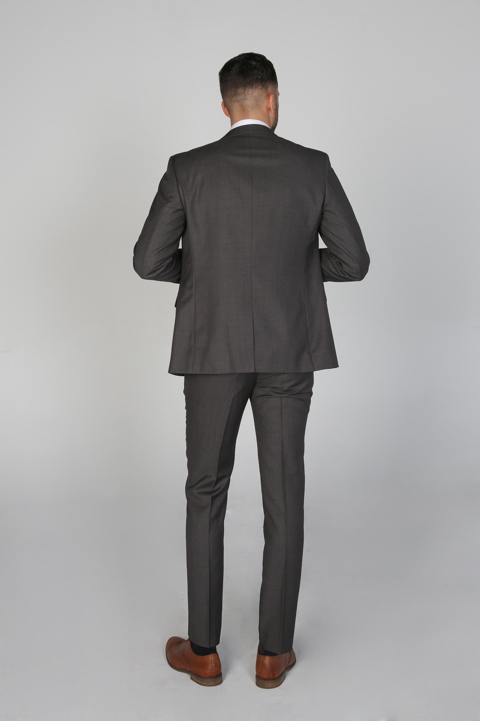 Men's Tailored Fit Formal Suit - CHARLES - Charcoal Grey