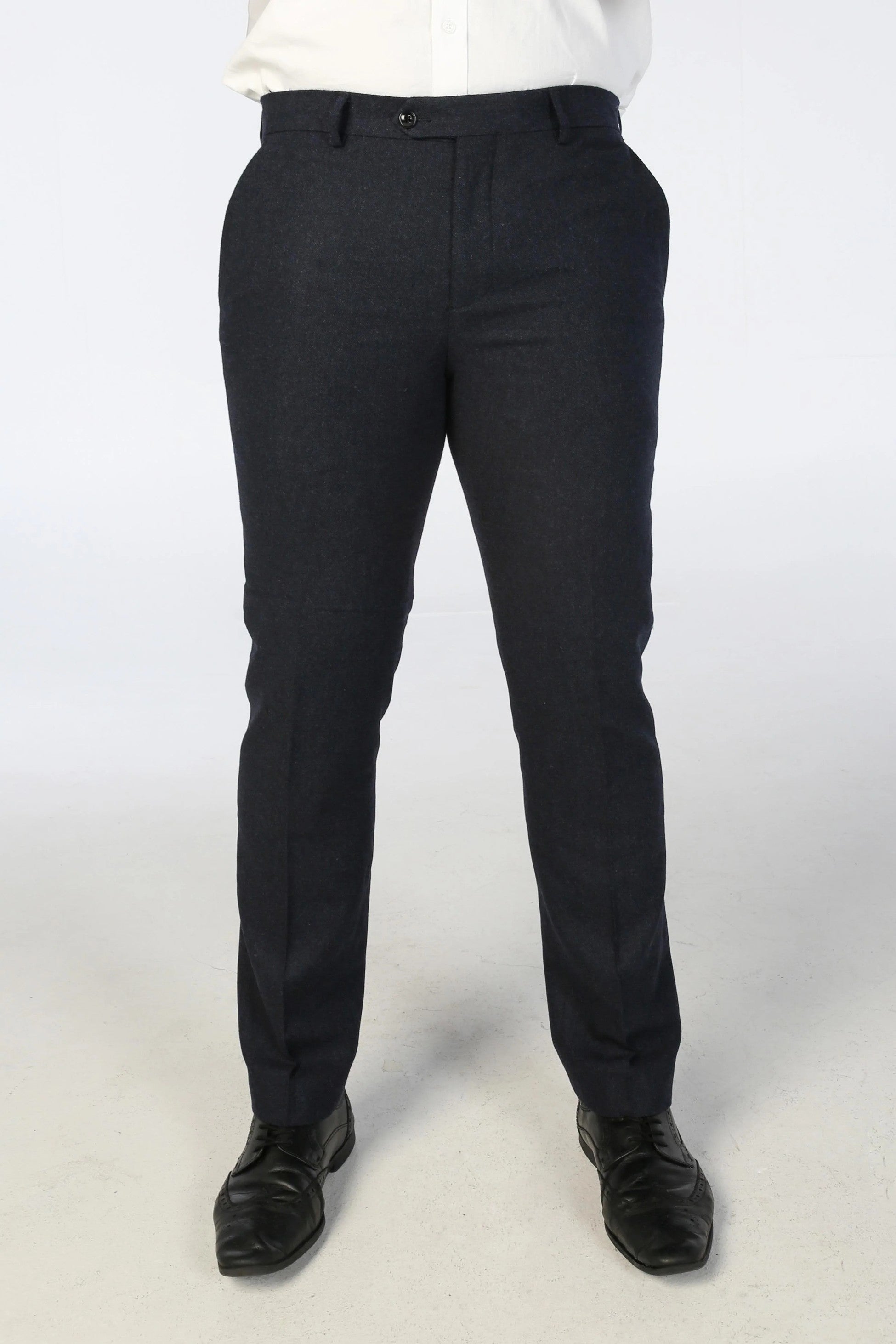 Men’s Tweed Wool Formal Trousers - OSCAR - Navy