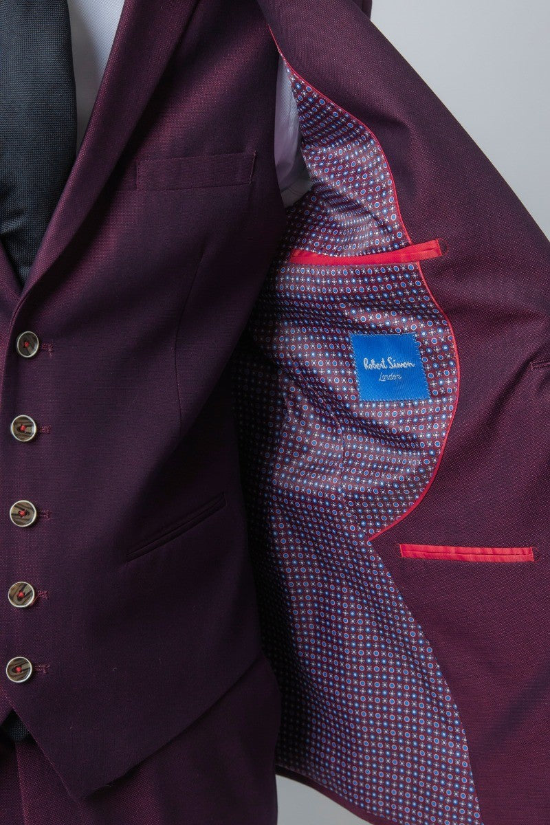 Men's Lincoln Slim Fit Burgundy Suit