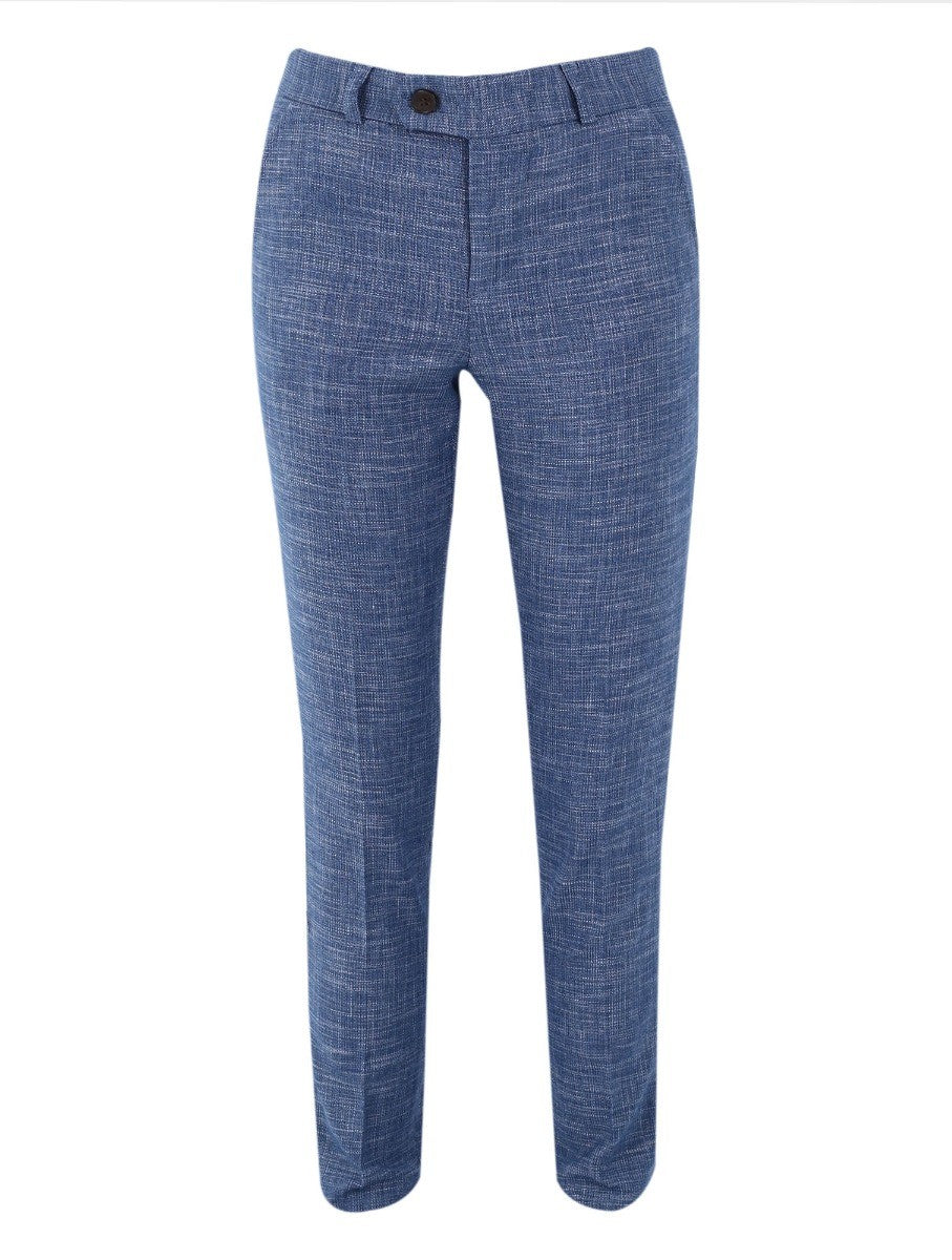 Boys Slim Fit Windowpane Check Suit - Blue