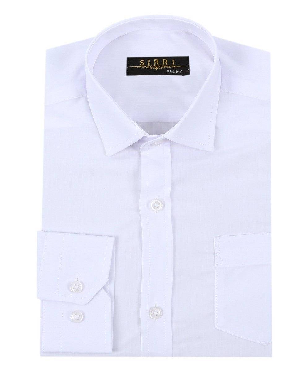 Boys Cotton Classic Collar Long Sleeve Shirt - White