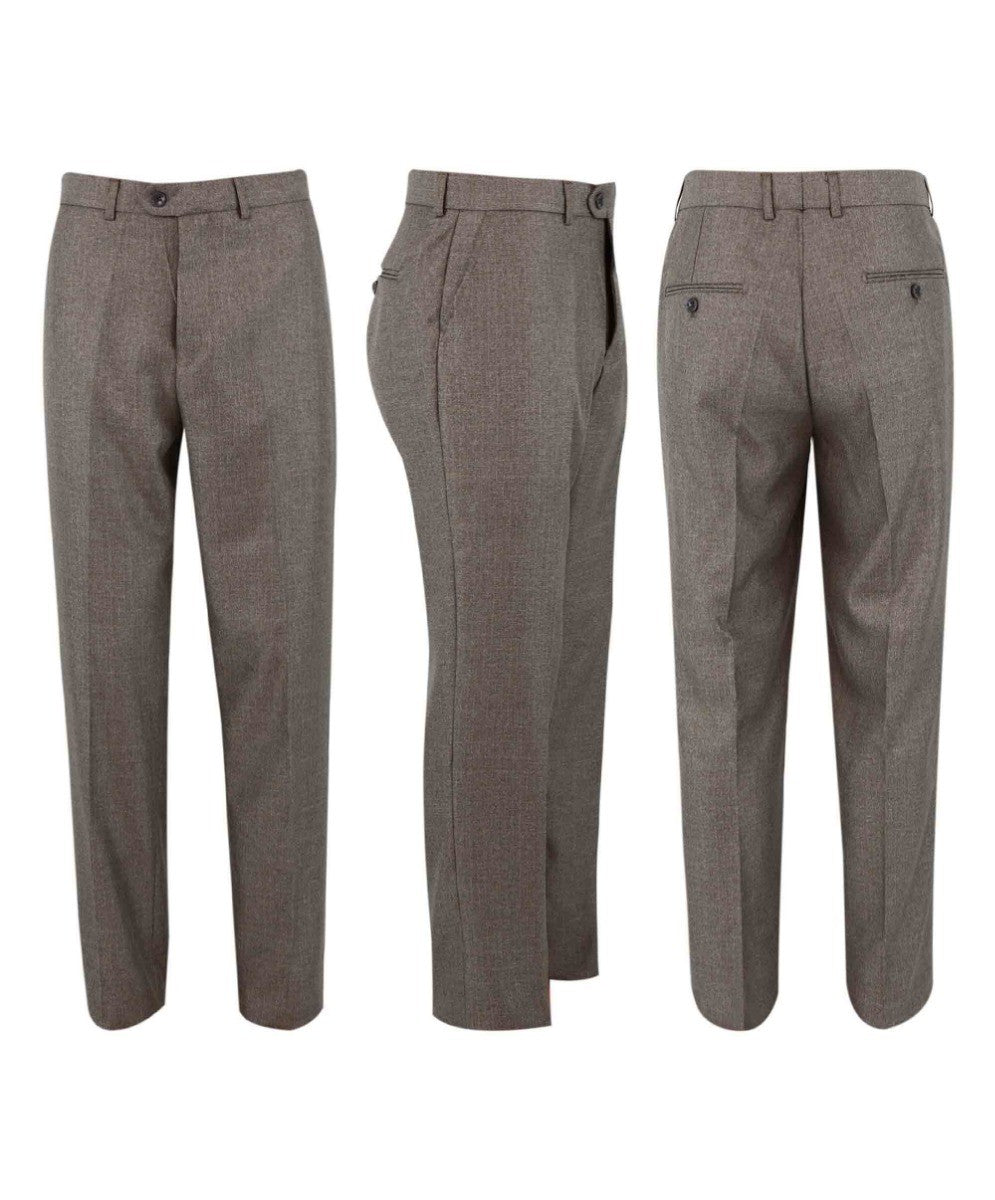 Boys Tailored Fit Textured Suit - ADRIAN - Dark Beige