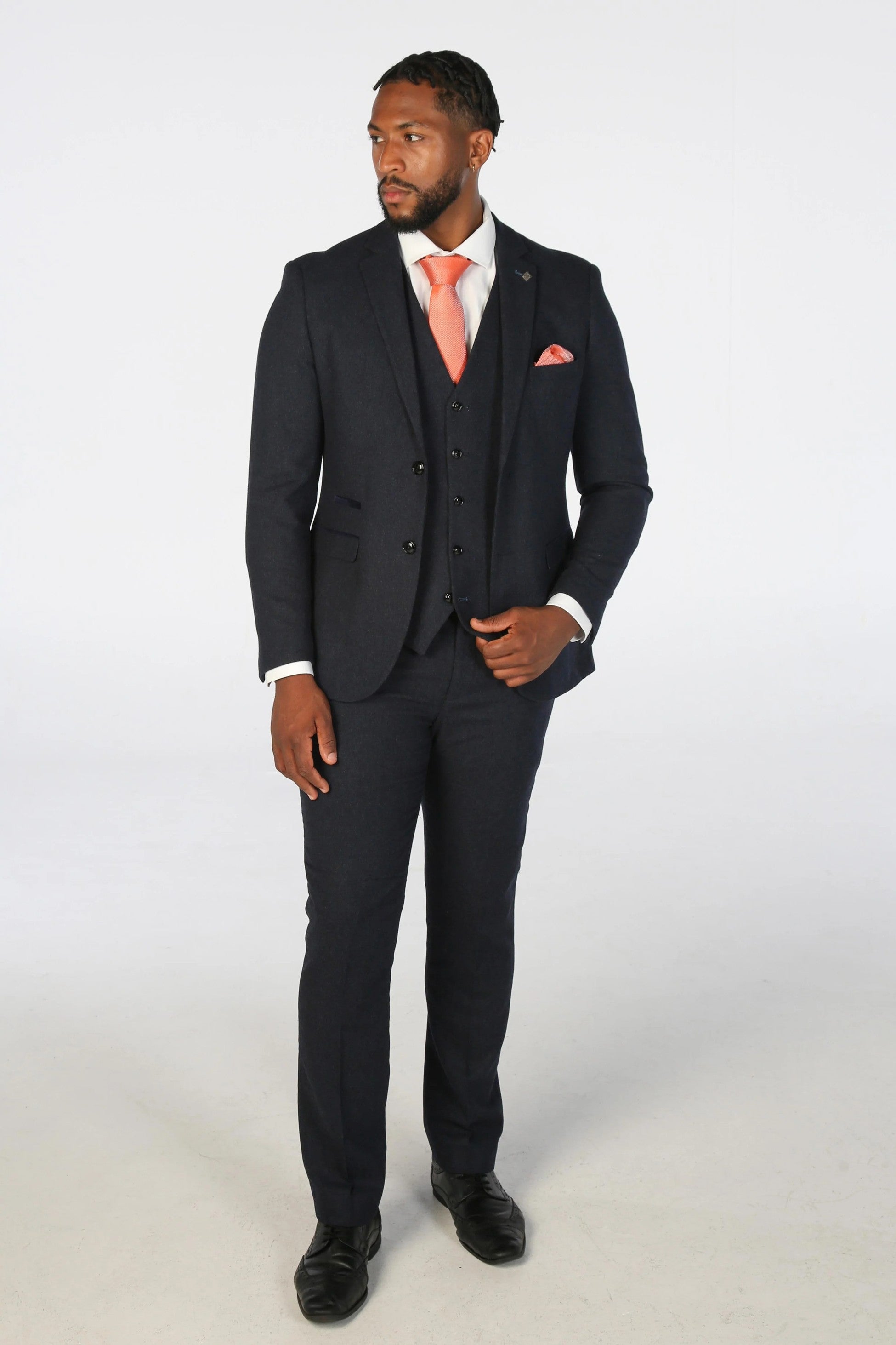 Men’s Tweed Wool Suit - OSCAR - Navy