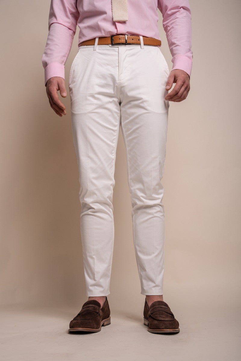 Men's Cotton Slim Fit Formal Suit - MARIO - Ecru