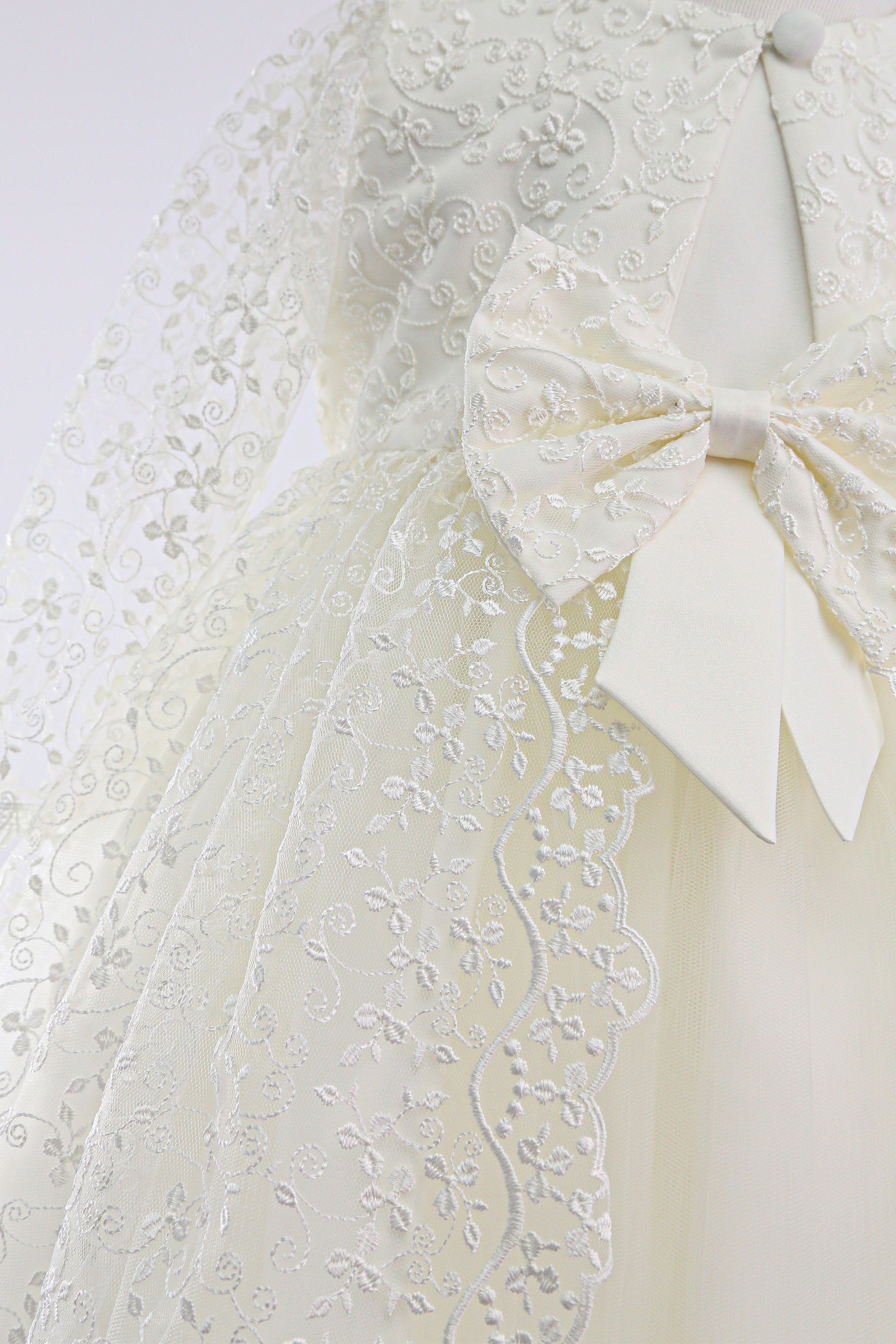 Baby Girl Dress with Lace Overlay Jacket - B1201 - Ivory