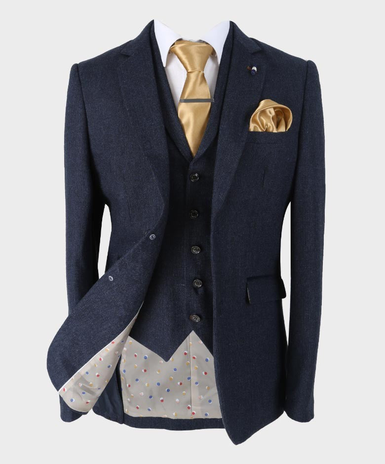 Men's Blazer Waistcoat Trousers Slim Fit Houndstooth Check Tweed Sold