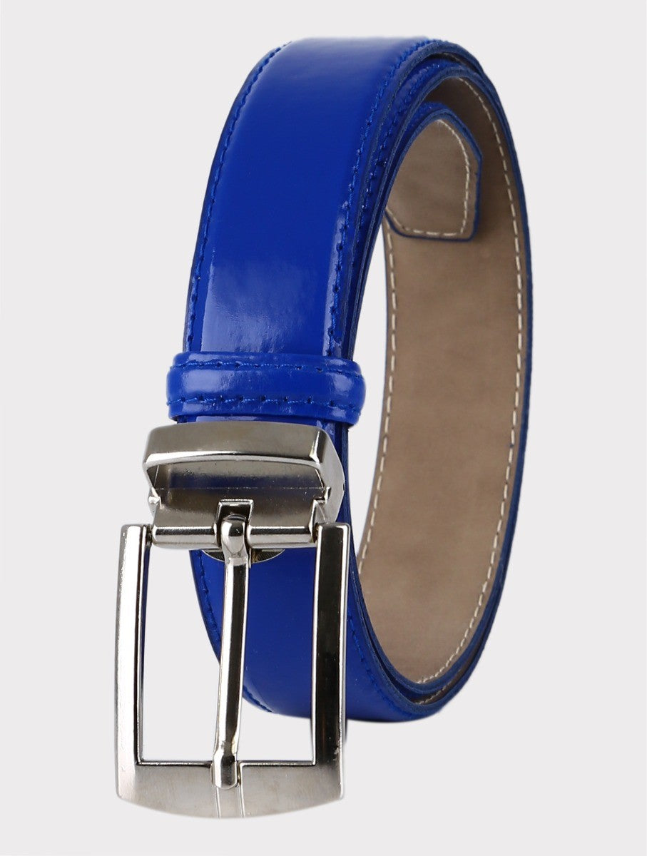 Boys Leather Belt - Shinny - Blue
